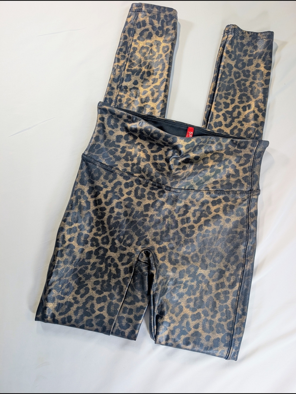 SPANX Leopard Print Faux Leather Leggings - Brown And Gold - Picture 5 of 8